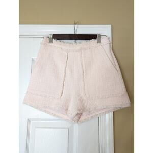 Elie Tahari Tweed Cotton High-rise Tailored Shorts- Size 2- Light Pink Spring